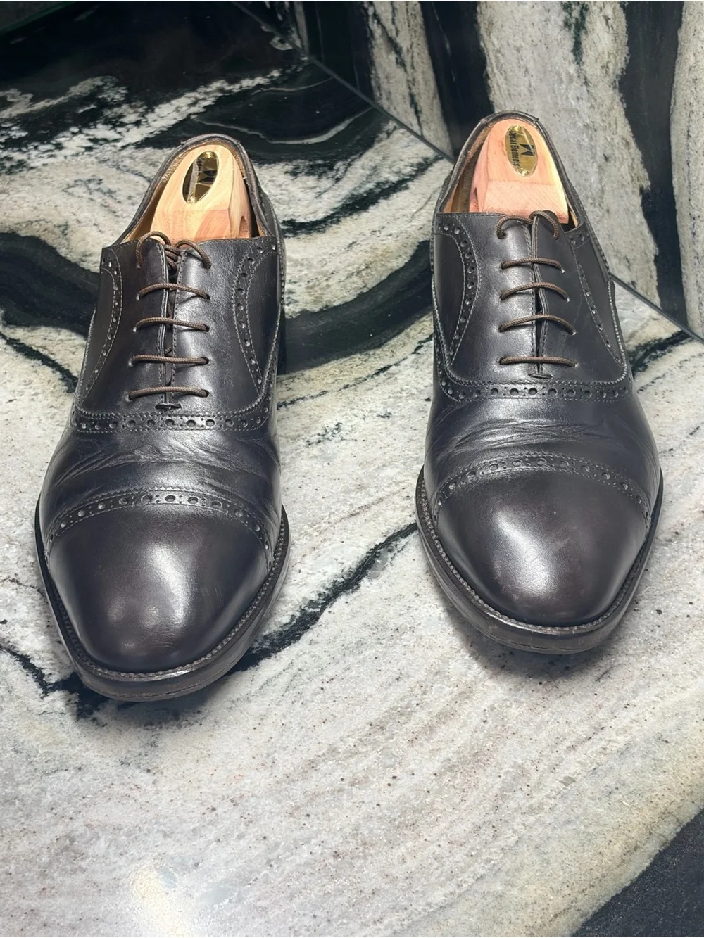 Paolo Scafora Napoli Men’s 10 Brown Leather Brogue Oxford Shoes Italy UK 9
